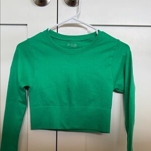 Aerie Offline Green Long Sleeve Crop Top